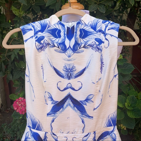 Spring Summer Dress Wedding Shower Keepsake The Label Dress White Blue Small - Picture 3 of 11